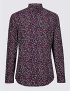Marks & Spencer Pure Cotton Floral Print Shirt Purple Mix