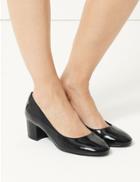 Marks & Spencer Wide Fit Leather Court Shoes Black