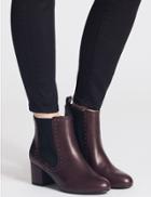 Marks & Spencer Wide Fit Block Heel Stud Detail Ankle Boots Oxblood