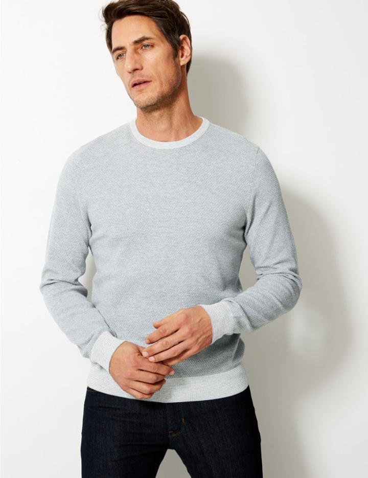 Marks & Spencer Cotton Rich Textured Jumper Grey