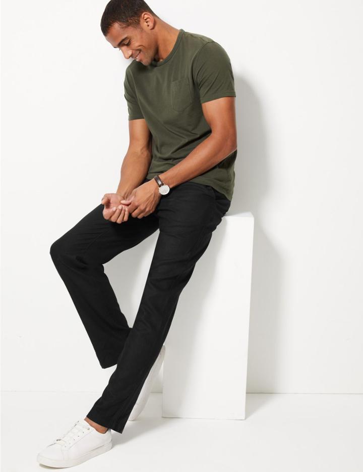 Marks & Spencer Linen Blend Trousers Black