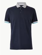 Marks & Spencer Pure Cotton Polo Shirt Navy Mix