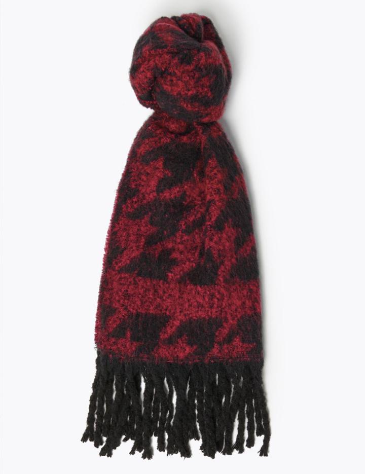 Marks & Spencer Boucle Dogtooth Print Scarf Pink