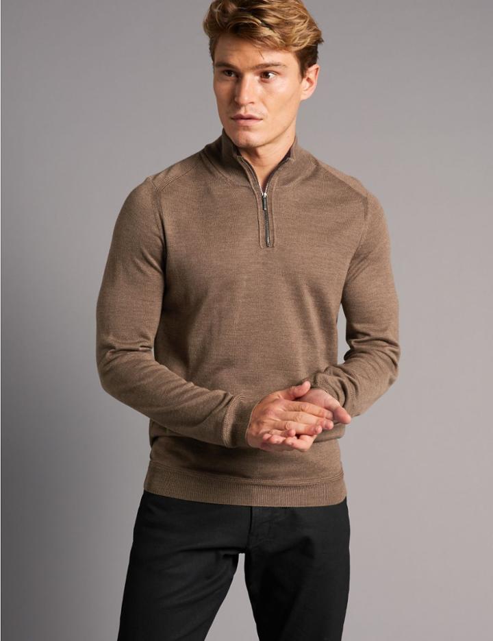 Marks & Spencer Merino Wool Blend Walnut Slim Fit Jumper Walnut