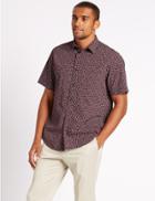Marks & Spencer Pure Cotton Printed Shirt Oxblood