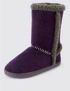 Marks & Spencer Faux Fur Lined Slipper Boots Purple
