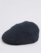 Marks & Spencer Pure Wool Thermal Flat Cap With Stormwear&trade; Navy