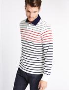 Marks & Spencer Pure Cotton Striped Rugby Top White Mix