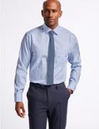 Marks & Spencer Pure Cotton Regular Fit Non-iron Shirt Blue Mix