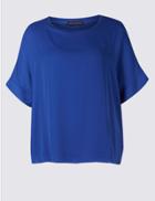 Marks & Spencer Curve Double Layer Half Sleeve Blouse Blue