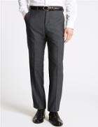 Marks & Spencer Charcoal Textured Regular Fit Wool Trousers Charcoal