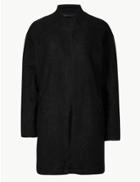 Marks & Spencer Textured Open Front Coat Black