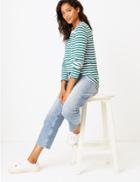 Marks & Spencer Pure Cotton Striped Straight Fit T-shirt