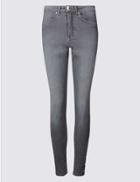Marks & Spencer Ankle Button Skinny Leg Jeans Light Grey