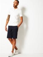 Marks & Spencer Cotton Rich Longer Length Chino Shorts Navy