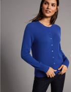 Marks & Spencer Pure Cashmere Button Through Cardigan Blue