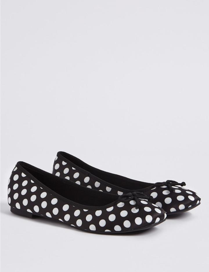 Marks & Spencer Polka Dot Ballerina Pumps Black Mix