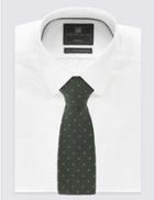 Marks & Spencer Classic Spotted Tie With Wool Green Mix