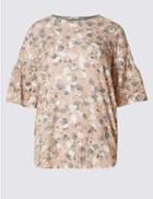 Marks & Spencer Cotton Blend Floral Print T-shirt Multi