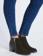 Marks & Spencer Leather Block Heel Ankle Boots Black Mix