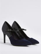Marks & Spencer Wide Fit Stiletto Court Shoes Navy Mix