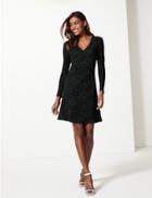 Marks & Spencer Polka Dot Fit & Flare Dress Black Mix