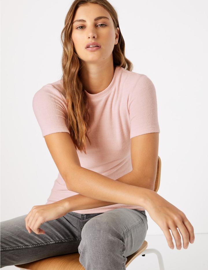 Marks & Spencer Fitted Short Sleeve Top Blush