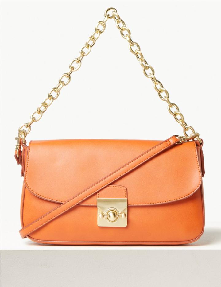 Marks & Spencer Chain Strap Baguette Bag Burnt Orange