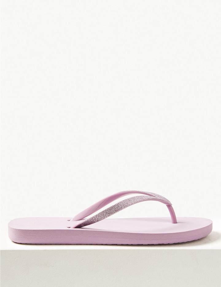 Marks & Spencer Open Toe Glitter Flip-flops Sandals Lilac