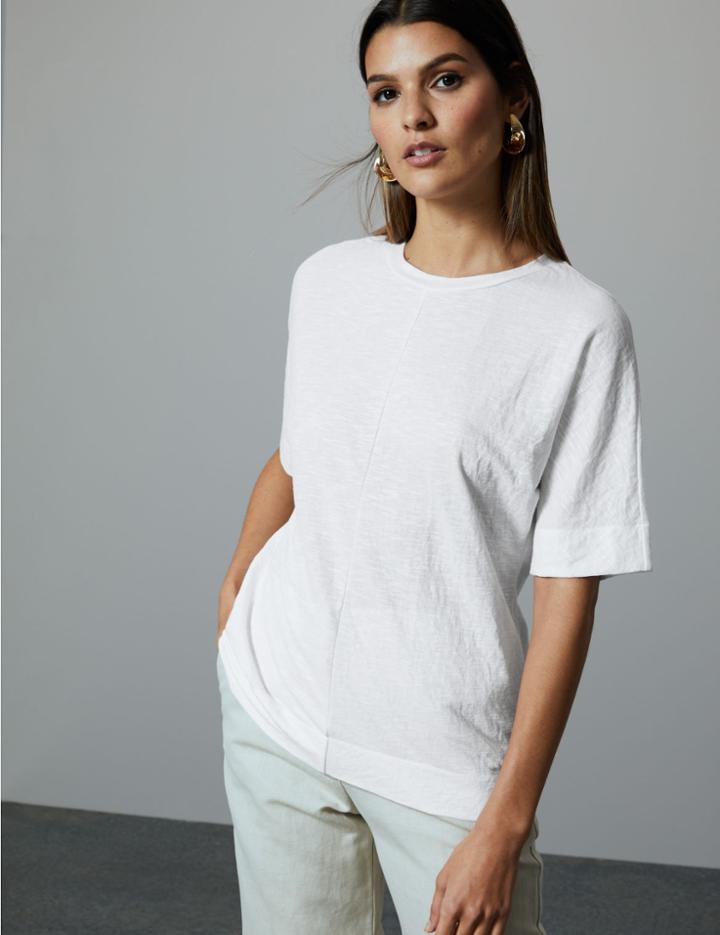 Marks & Spencer Boxy Slub T-shirt Ivory