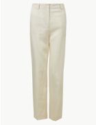 Marks & Spencer Relaxed Straight Linen Blend Trousers Flax