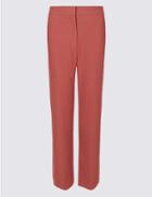 Marks & Spencer Button Detail Straight Leg Cropped Trousers Medium Pink