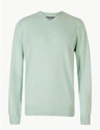 Marks & Spencer Pure Cotton V-neck Jumper Mint