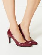 Marks & Spencer Stiletto Heel Pointed Skin Tone Court Shoes Berry