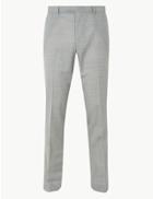 Marks & Spencer Slim Fit Wool Blend Flat Front Trousers Light Grey