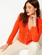 Marks & Spencer Cotton Rich Textured Cardigan Mango