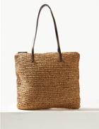 Marks & Spencer Straw Zipped Detail Shopper Bag Natural