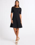 Marks & Spencer Printed Half Sleeve Swing Dress Black Mix