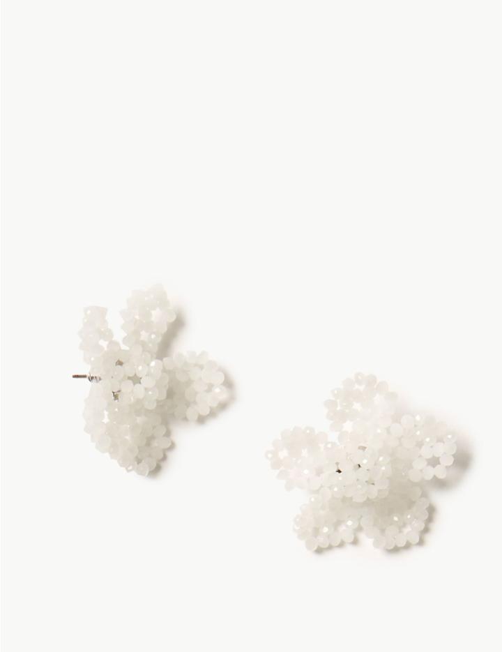 Marks & Spencer Woven Flower Stud Earrings White Mix