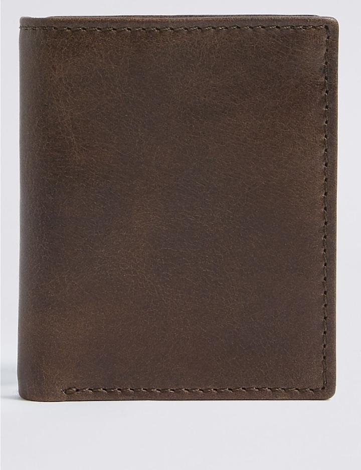 Marks & Spencer Leather Bi Fold Wallet Brown