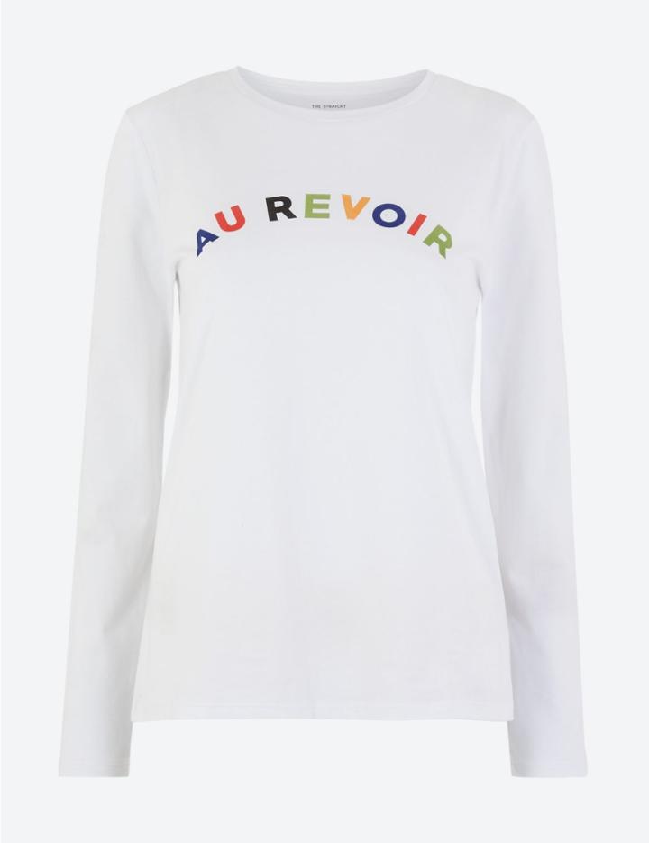 Marks & Spencer Pure Cotton Au Revoir Straight Fit T-shirt White Mix