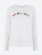 Marks & Spencer Pure Cotton Au Revoir Straight Fit T-shirt White Mix