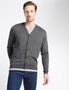 Marks & Spencer Cotton Blend Cardigan Grey