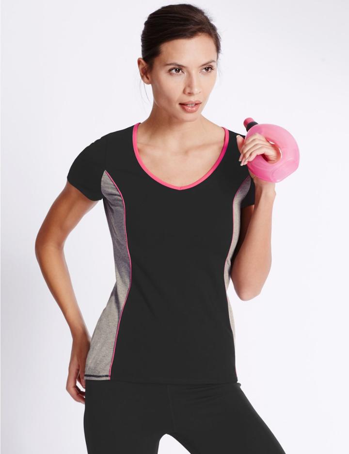 Marks & Spencer Active Cotton Rich T-shirt Black Mix