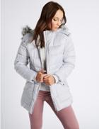 Marks & Spencer Satin Padded Jacket With Stormwear&trade; Light Grey