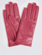 Marks & Spencer Leather Stitch Detail Gloves Pink
