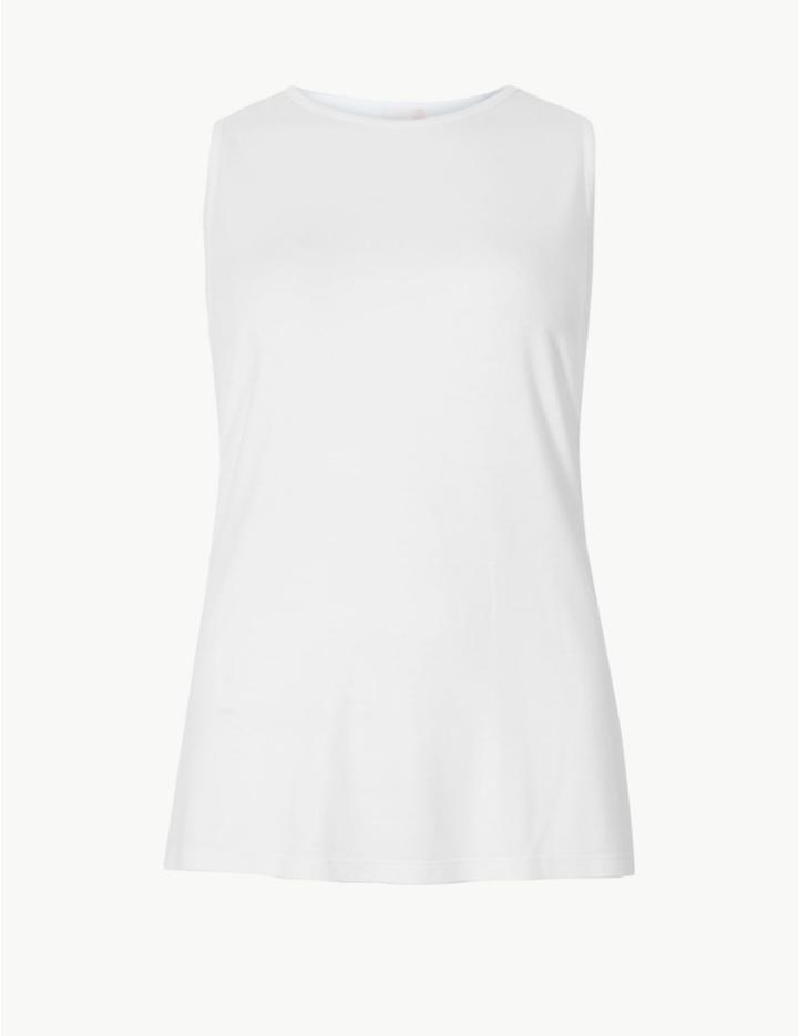 Marks & Spencer Graphic Back Round Neck Vest Top White Mix
