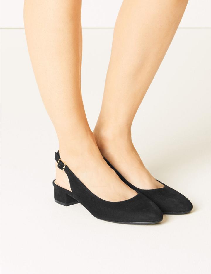 Marks & Spencer Wide Fit Suede Slingback Shoes Black
