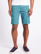 Marks & Spencer Pure Cotton Palm Embroidered Shorts Blue
