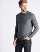 Marks & Spencer Pure Cotton Textured Crew Neck Jumpers Grey